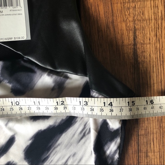 GUESS B/W Leopard Cutout Dress w/ Faux Leather NWT - Picture 6 of 8